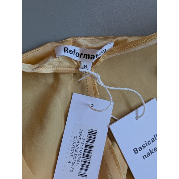 NWD Reformation Ronda Silk Wedding Gown Maxi Dress Size 14 Sunshine #4A458 - Picture 6 of 16